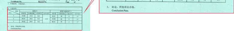 溫度儀器計量證書報告結果頁 溫度儀器計量證書報告結果頁